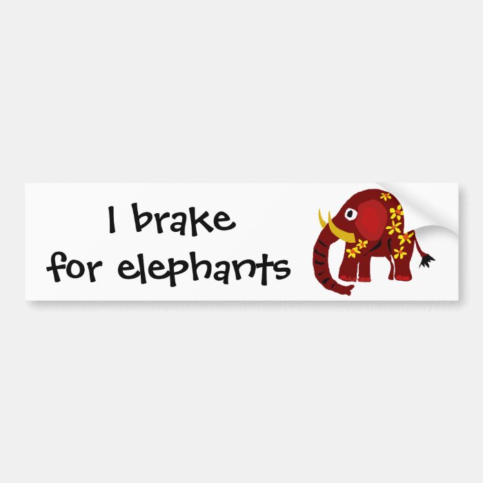 VW  Elephant and Daisies Primitive Art Bumper Stickers