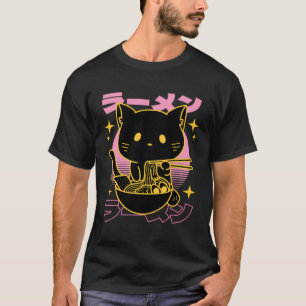 Vxls Asian Japanese Dishes Food Ramen Noodles Cat  T-Shirt