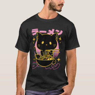 Vxls Asian Japanese Dishes Food Ramen Noodles Cat  T-Shirt