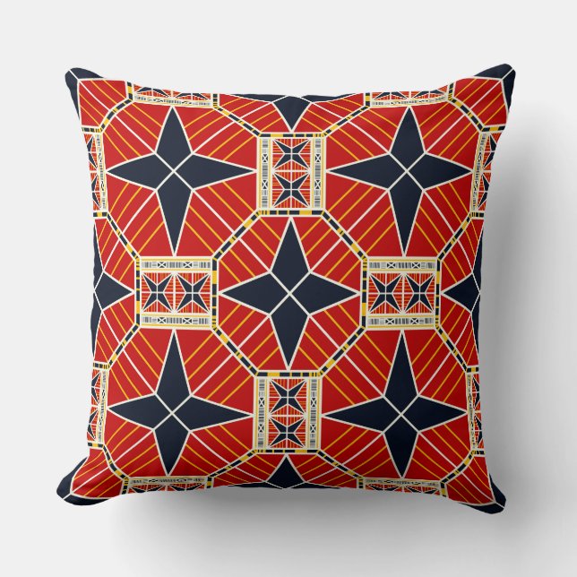 Vyshyvanka Cosmic Starburst Throw Pillow (Front)