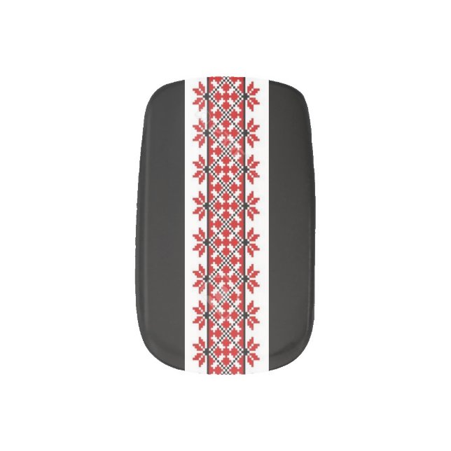 Vyshyvanka Embroidery Minx Nail Art (Left Thumb)