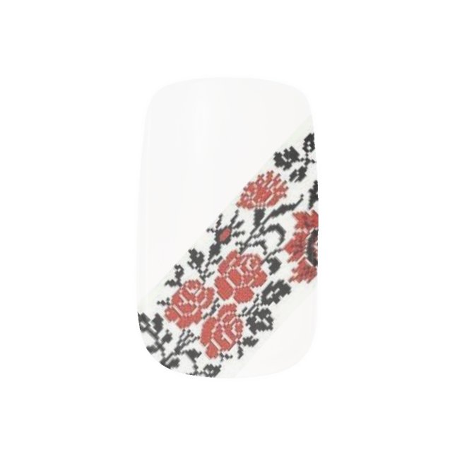 Vyshyvanka Embroidery Minx Nail Art (Right Thumb)
