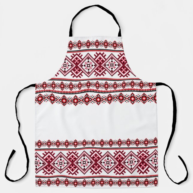Vyshyvanka Ukrainian Apron Red Black (Front)