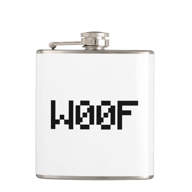 W00F [Leetspeak Animal Sounds] Flask (Front)