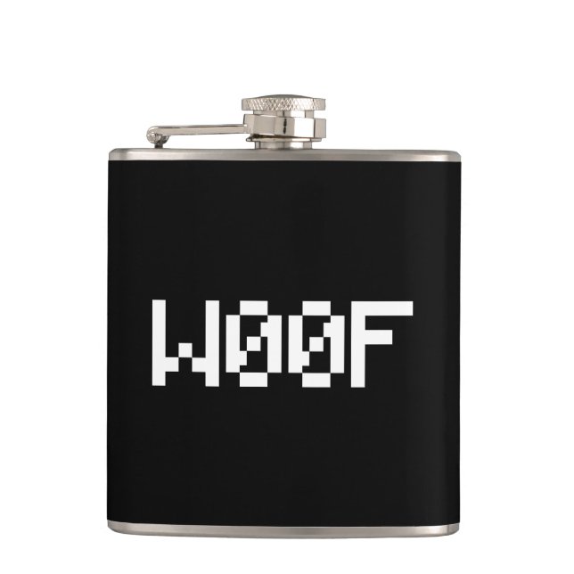 W00F [Leetspeak Animal Sounds] Flask (Front)