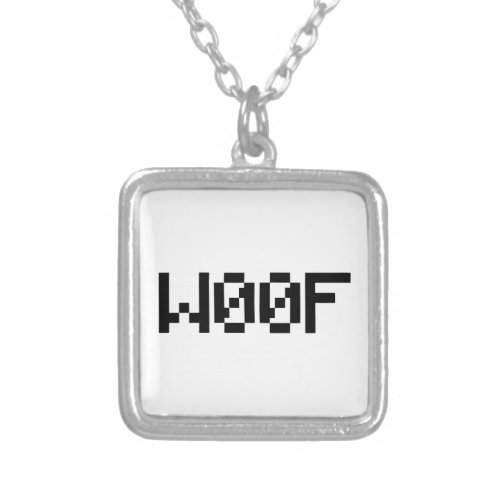 W00F Leetspeak Animal Sounds Silver Plated Necklace