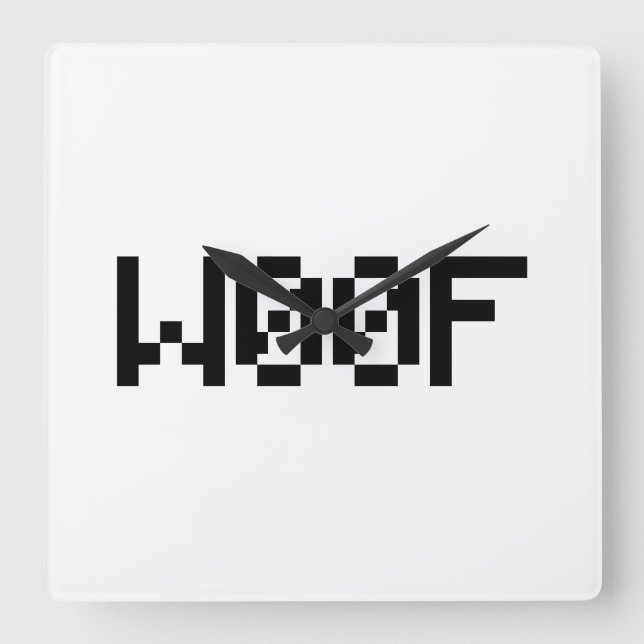 W00F [Leetspeak Animal Sounds] Square Wall Clock (Front)