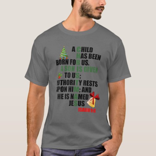 W460 Merry Xmas Christmas Tree Christian Bible Isa T_Shirt