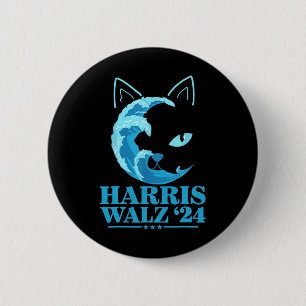 W 24 Blue Wave Of Cat Ladies Vote For Kamala  Button