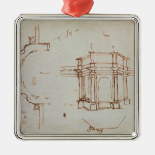 W.24r Architectural sketch Metal Ornament