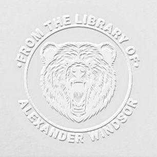 W.2 Bear Head Baring Teeth #2 Library Book Name Embosser