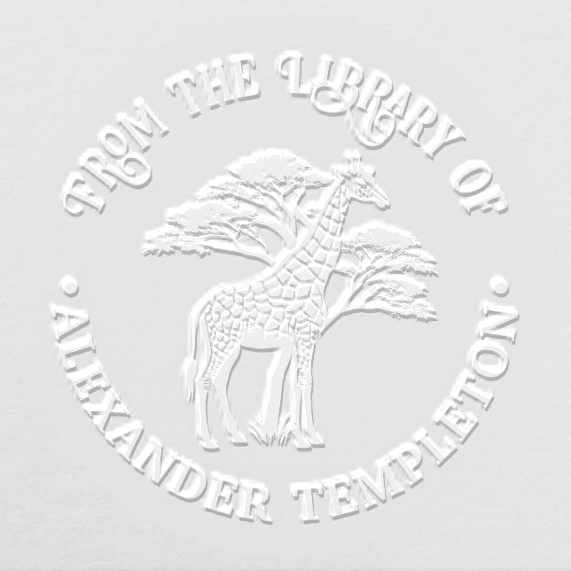 W.2 Spotted Giraffe by Tree Library Book Name Embosser (Design)