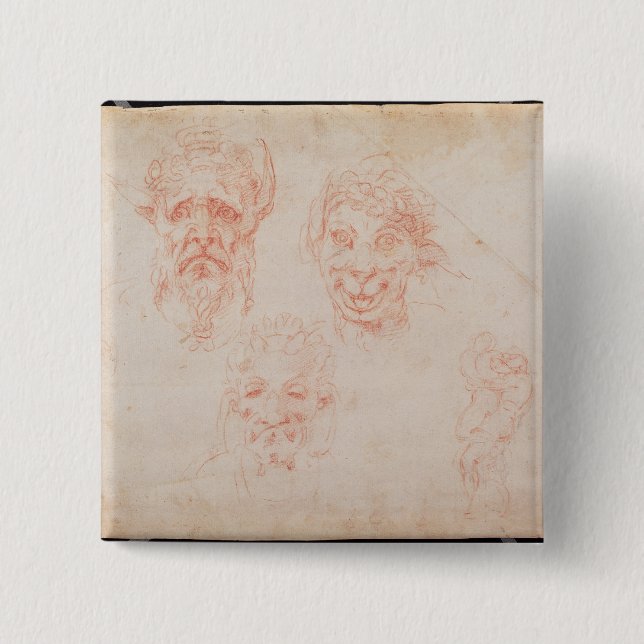 W.33 Sketches of satyrs' faces Button (Front)