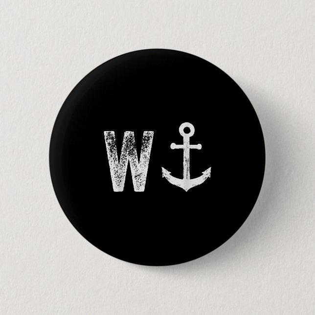 W Anchor Funny Wanker Jerk British Slang  Button (Front)