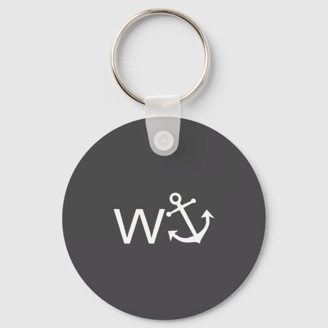 W Anchor Funny Wanker Jerk Funny Slang  Keychain (Front)