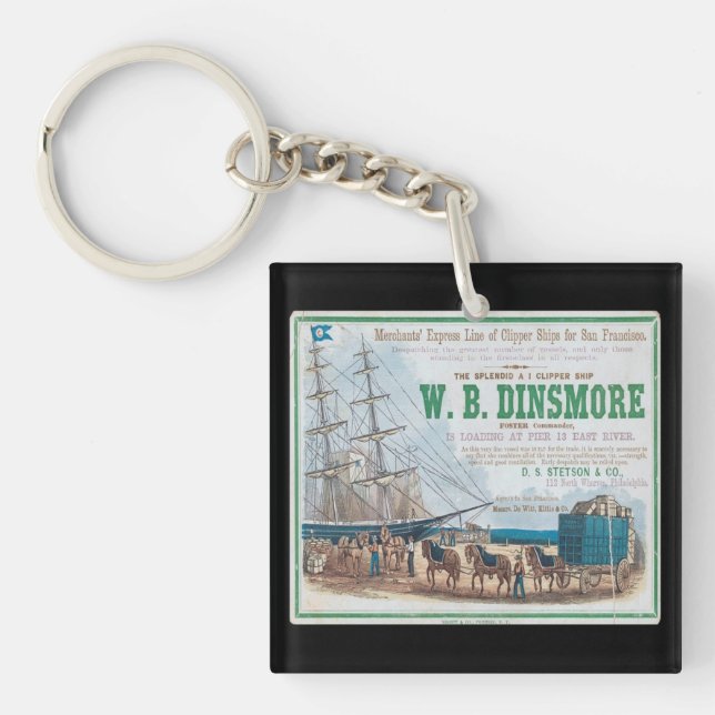 W B Dinsmore Clipper Sailing ship Keychain (Front)