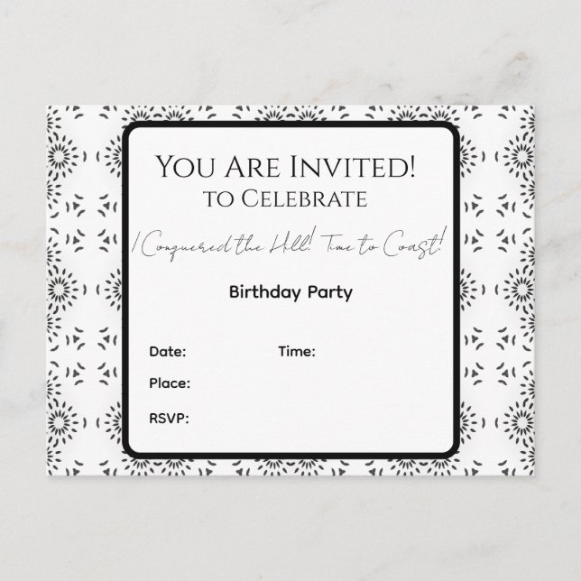W&B I Conquered the Hill! MT Party Invitation Postcard (Front)