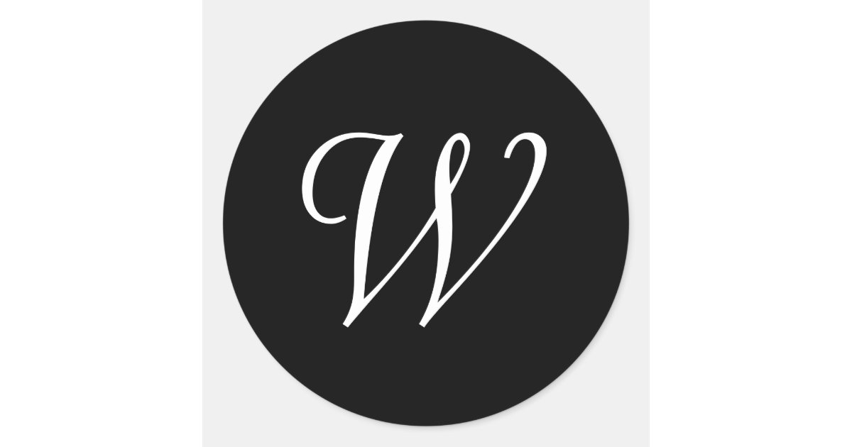 W Cursive Wedding Monogram Black White Stickers | Zazzle