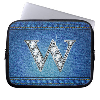 W "Diamond" Denim Stitching Electronics Bag