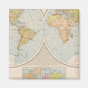 W, E Halbkugel World Map Magnet