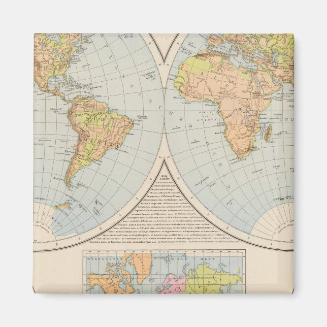 W, E Halbkugel World Map Magnet (Front)