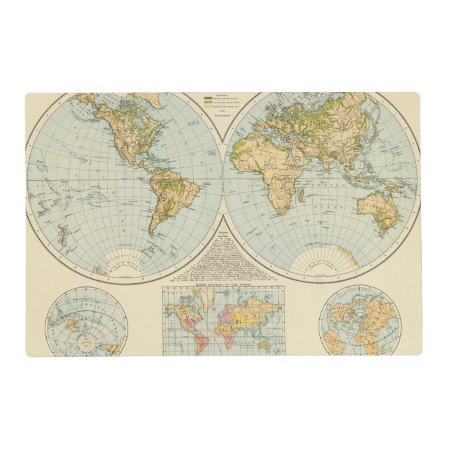 W, E Hemispheres Placemat (Front)