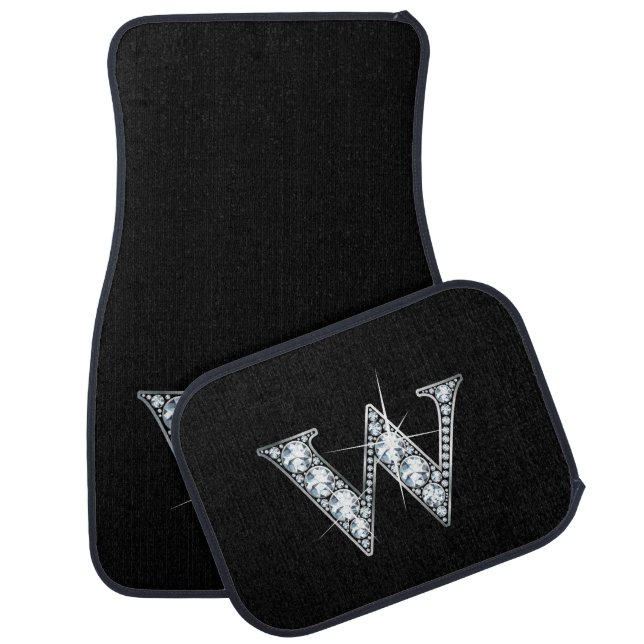 W Faux-Diamond Bling Car Mat (Set)