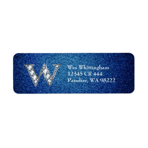 W Faux_Diamond Bling on Denim Label