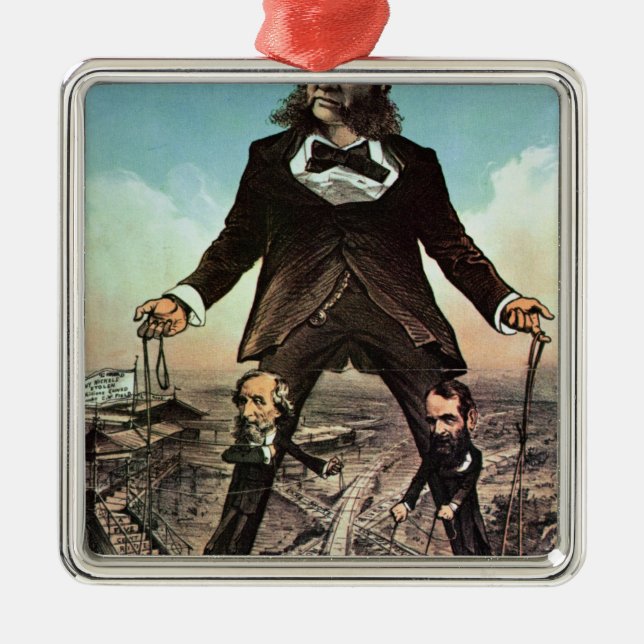 W.H. Vanderbilt as a 'Colossus of Roads' Metal Ornament (Front)