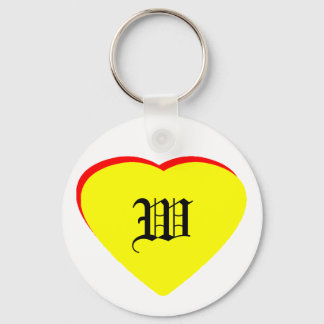 "W" Heart Yellow Red Wedding Invitation The MUSEUM Keychain