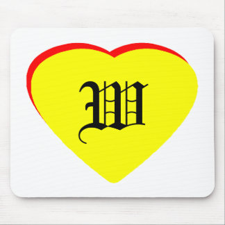 "W" Heart Yellow Red Wedding Invitation The MUSEUM Mouse Pad