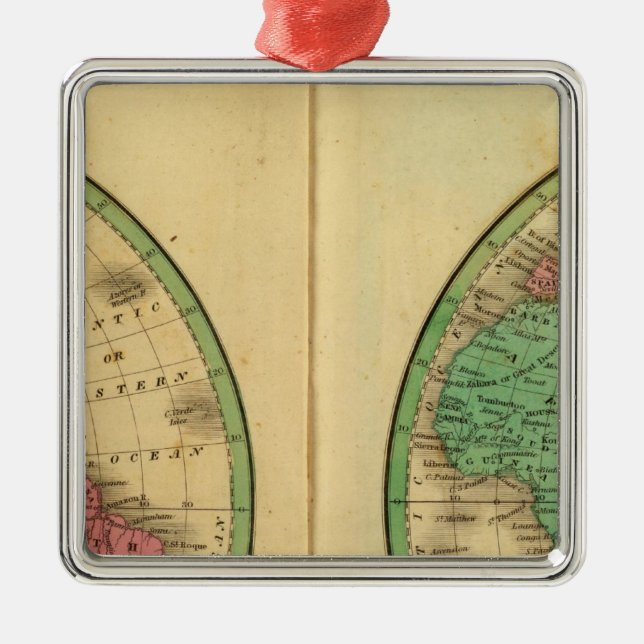 W Hemisphere, E Hemisphere Metal Ornament (Front)