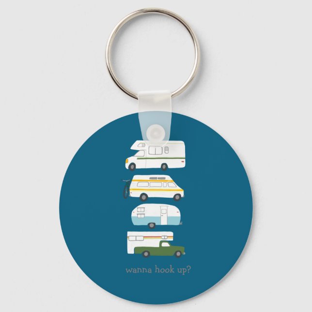 W Hook Up Funny Campervan Vanlife Rv Trailer  Keychain (Front)