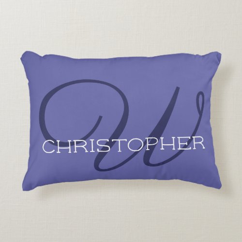 W Initial Calligraphy Name Monogrammed Periwinkle Accent Pillow