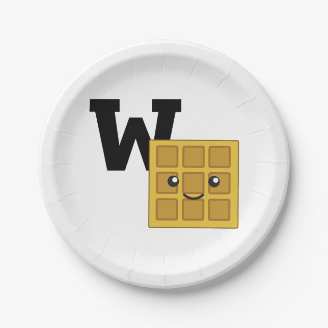 W is for Waffle Paper Plates (Front)
