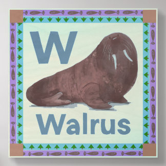 W is for Walrus Wood Photo Tile