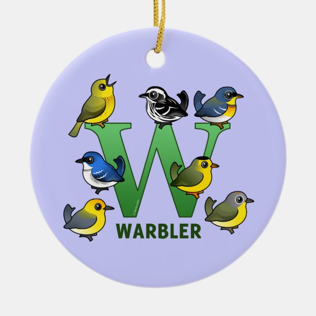 W is for Warbler Ceramic Ornament (Front)