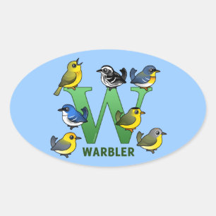 W is for Warbler Oval Sticker