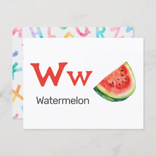W is for Watermelon _ Alphabet Flash Card