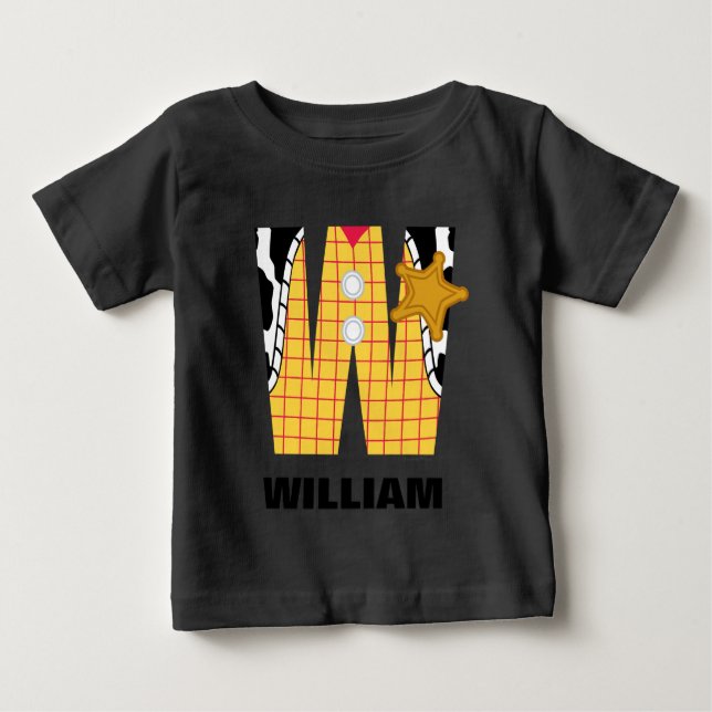 W is for Woody | Add Your Name Baby T-Shirt (Front)