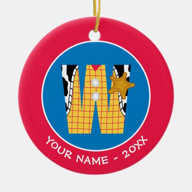 W is for Woody | Add Your Name Ceramic Ornament (Front)