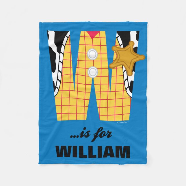 W is for Woody | Add Your Name Fleece Blanket (Front)