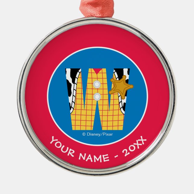 W is for Woody | Add Your Name Metal Ornament (Front)