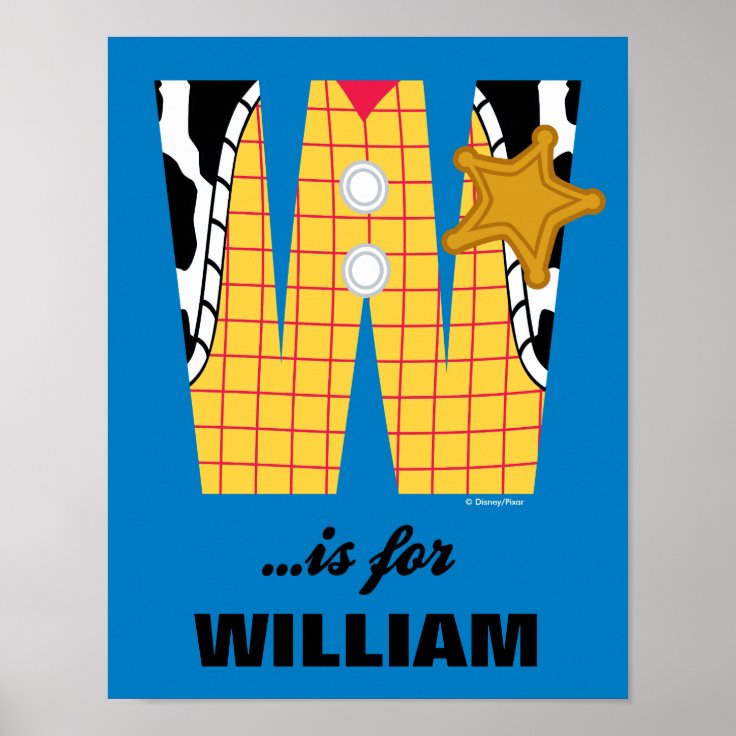 W is for Woody Add Your Name Poster Zazzle