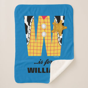 W is for Woody Add Your Name Sherpa Blanket