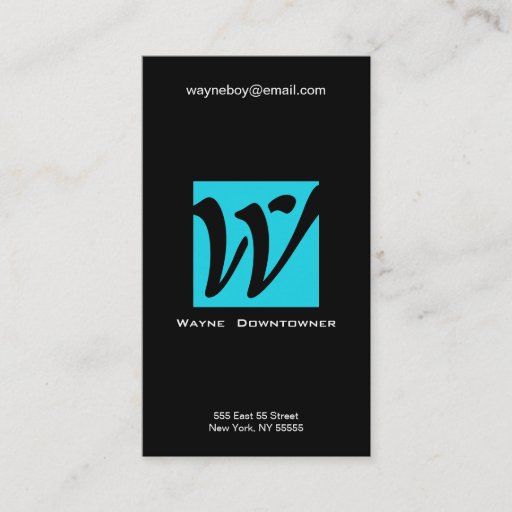 Customizable W Letter Alphabet Business Card Blue Black