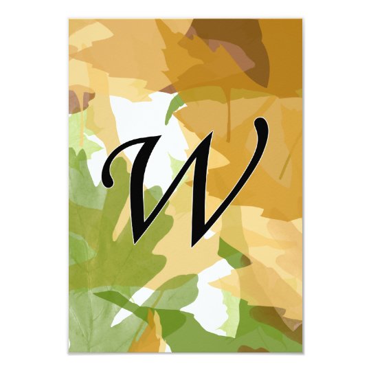 W Monogram Autumn Leaves Card