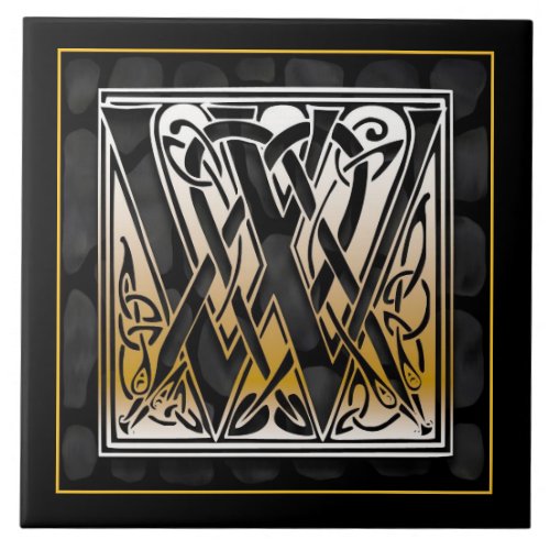 W Monogram Celtic Black Stone Ceramic Tiles