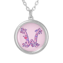 W monogram decorative letter necklace