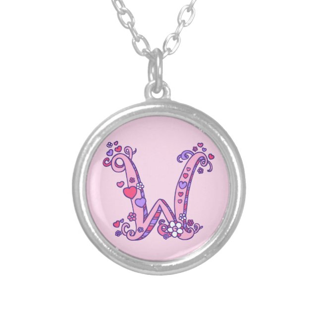 W monogram decorative letter necklace (Front)